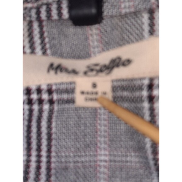 Miss Selfie Gray Plaid Blazer – Maroon Arm Stripes – Women’s Size Small - Picture 7 of 8